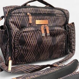 New Ju-Ju-Be Black & Rose Gold Geometric Diaper Bag
